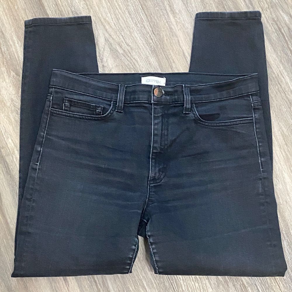 Crippen Washed Black Skinny High Rise Stretch USA Made Women's Jeans Size 30‎